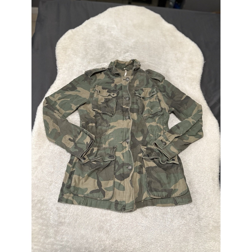 Free People Not‎ Your Brother's Green Camo Print Surplus Jacket Women's Small